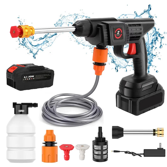 Pistola de Lavado a Presión a Batería 50 Bar - Compatible con Makita - Kit de Limpieza Portátil 30000mAh para Vehículos y Exteriores