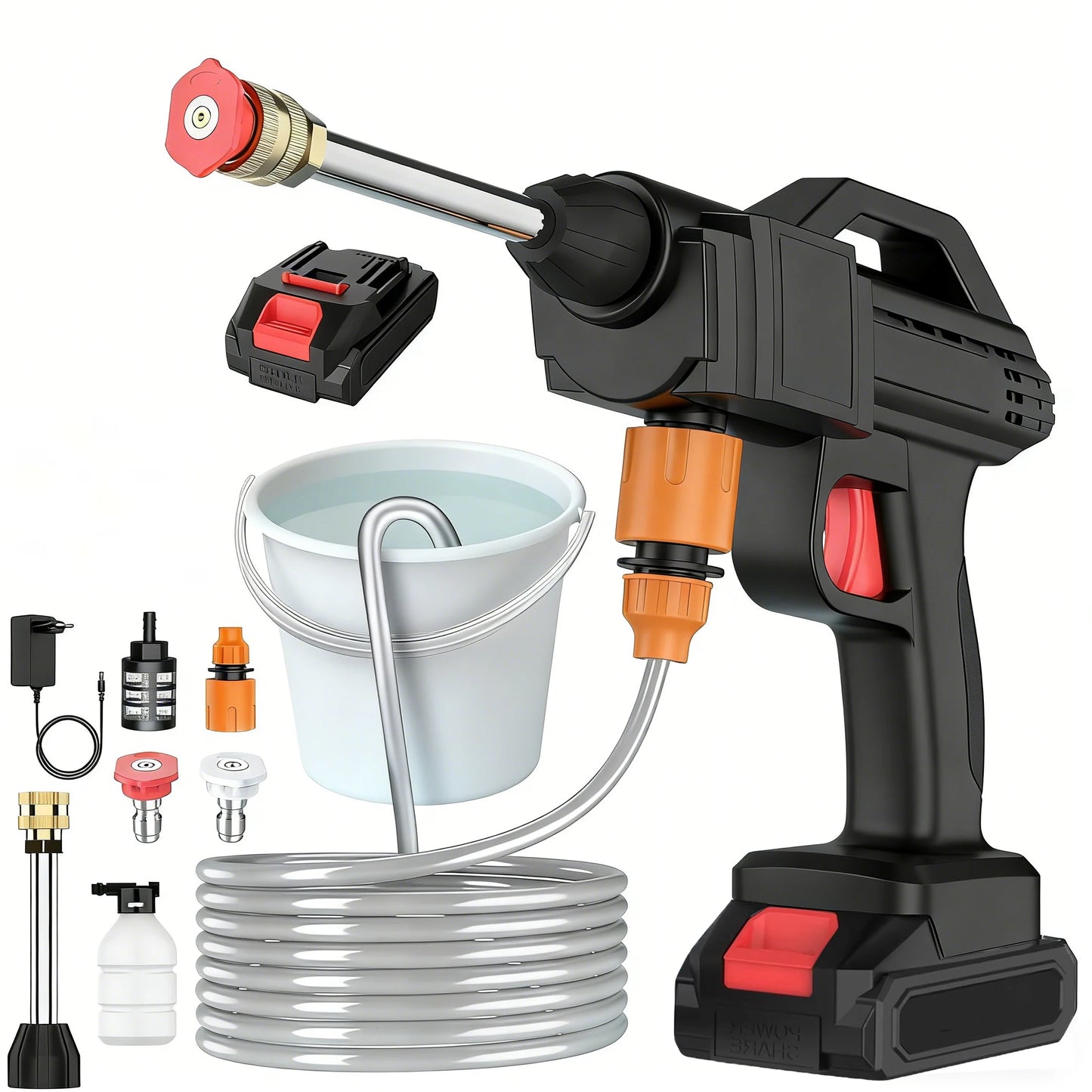 Pistola Hidrolimpiadora Inalámbrica 50 Bar (Compatible con Batería Makita 24V)
