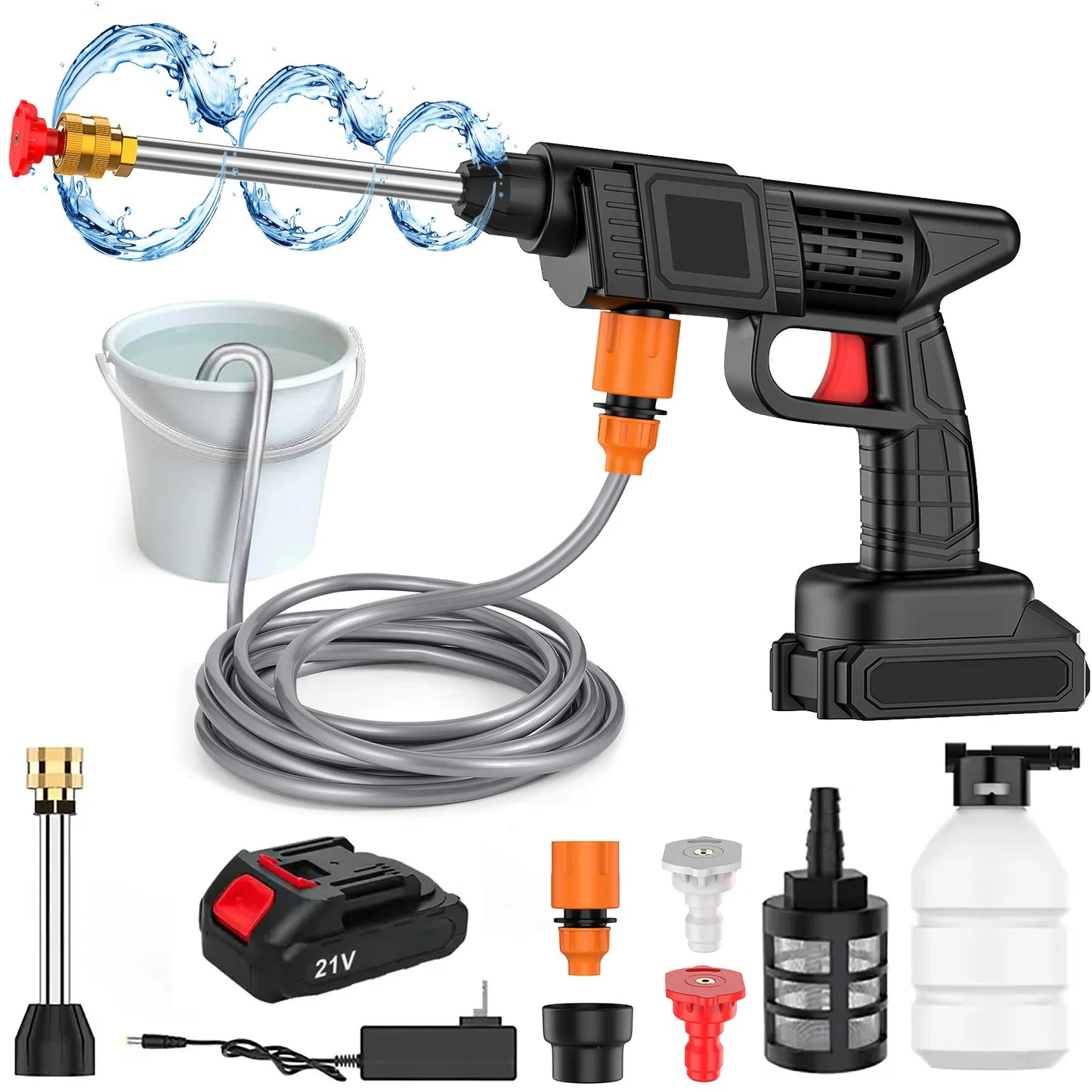 Pistola Hidrolimpiadora Inalámbrica 50 Bar (Compatible con Batería Makita 24V)