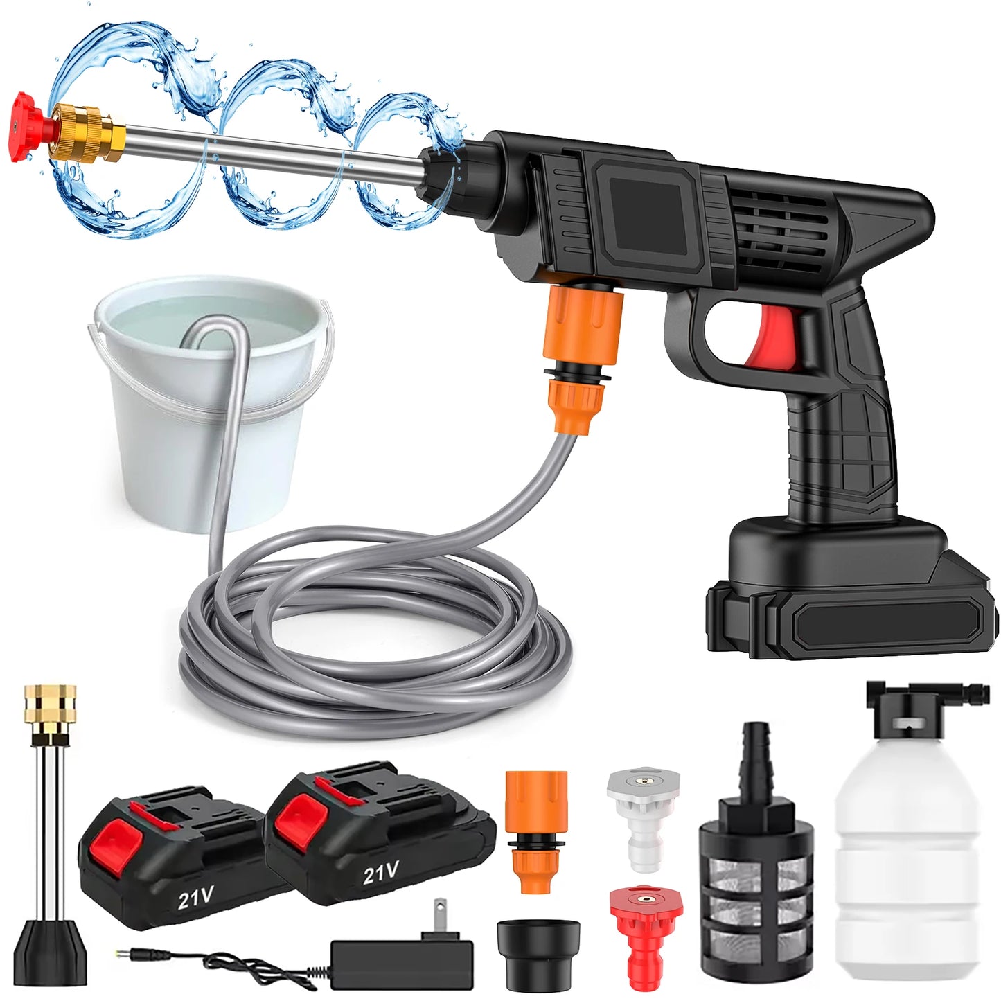 Pistola Hidrolimpiadora Inalámbrica 50 Bar (Compatible con Batería Makita 24V)